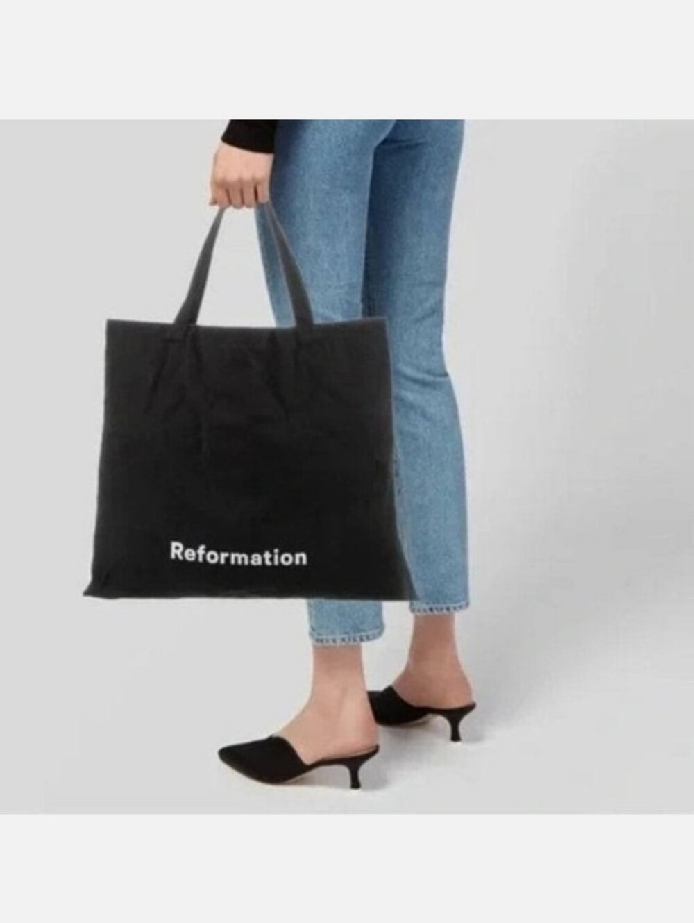 🌁 NWOT: REFORMATION, COTTON TOTE, BLACK & WHITE, LARGE.